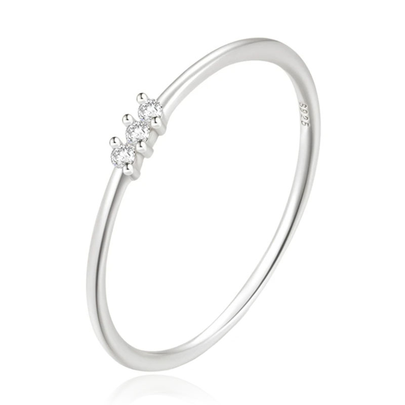 Elenza Thin .925 Zilveren Ring met Drie Zirconia's – 1mm-16mm