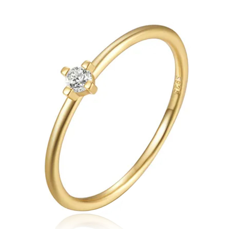 Elenza Thin .925 Zilveren Ring met Klein Bloemmotief en Gouden Plating – 1mm-16mm