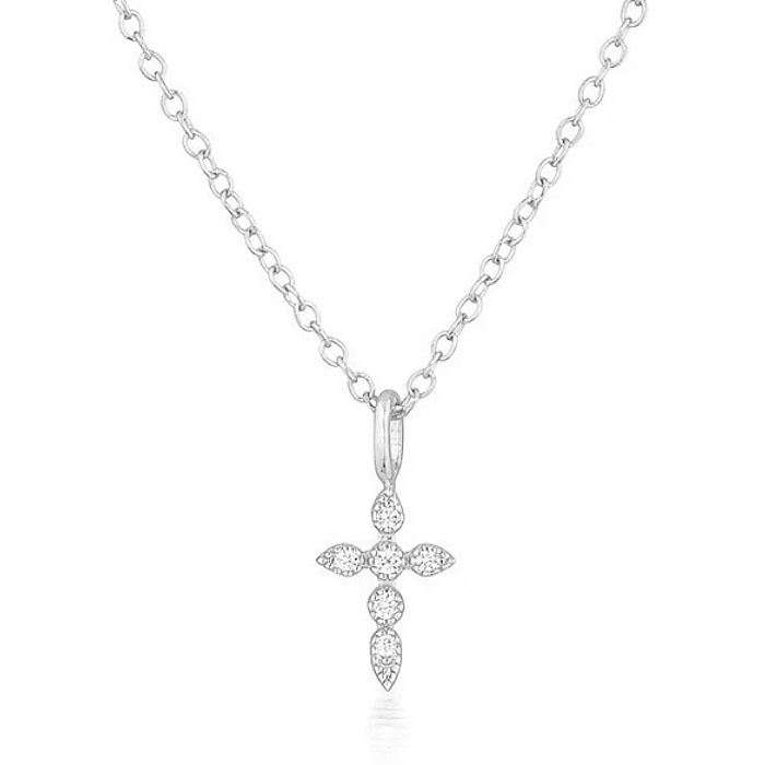 Elenza Zilveren Ketting met Kruishanger en Diamantjes – Tijdloze Elegantie
