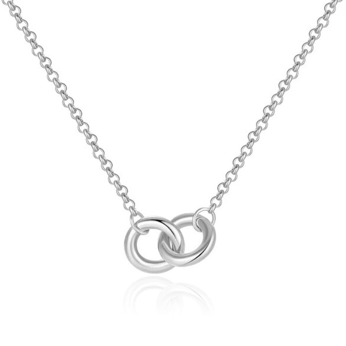 Elenza Zilveren Ketting met Twee Verweven Cirkelvormen in 925 Sterling Zilver