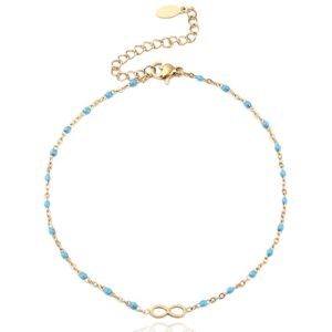 Enkelband Goud & Emaille – Infinity Blue