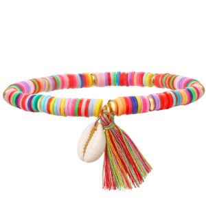 Enkelband Platte Kralen Schelp & Kwastje – Happy