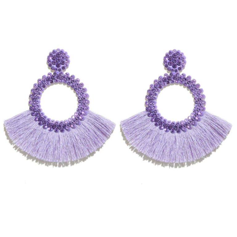 Fringe Oorbellen met Lavendel Strass van Cilla Jewels