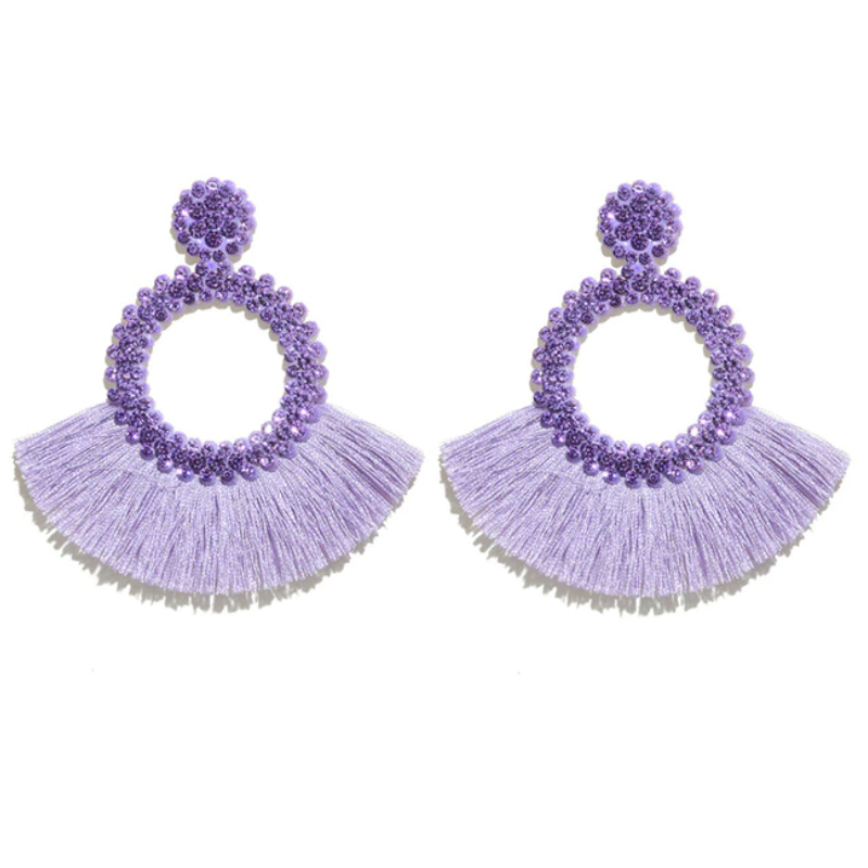 Fringe Oorbellen met Lavendel Strass van Cilla Jewels