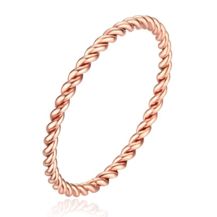 Gedraaide Elegante Dames Ring Edelstaal Verguld Rose kleurig-17mm