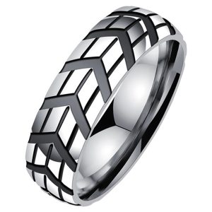 Gegroefde edelstaal heren ring-18mm
