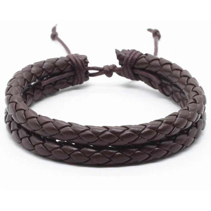 Gevlochten leren armband Duo LGT Jewels Bruin
