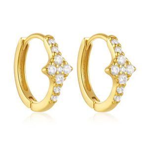 Goudkleurige Elenza Oorbellen met Diamantjes – Luxe en Elegante Sieraden voor Dames