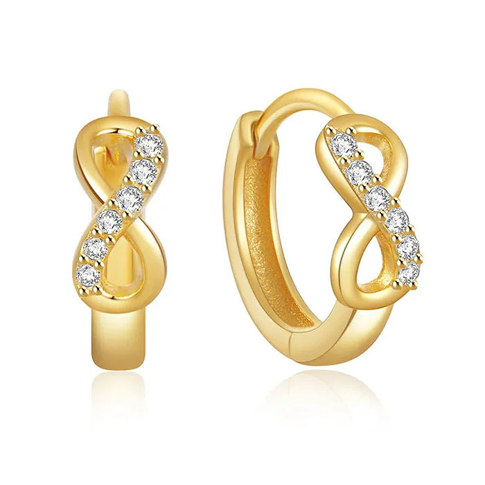 Goudkleurige Elenza Oorbellen met Infinity Symbool en Zirkonia – Luxe Dames Sieraad