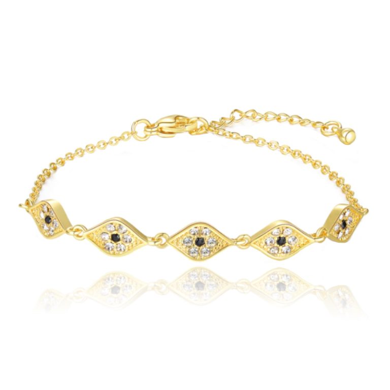Goudkleurige Damesarmband met Witte en Zwarte Steentjes
