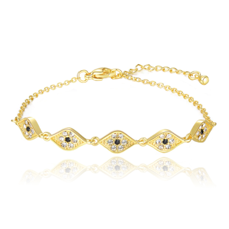 Goudkleurige Damesarmband met Witte en Zwarte Steentjes