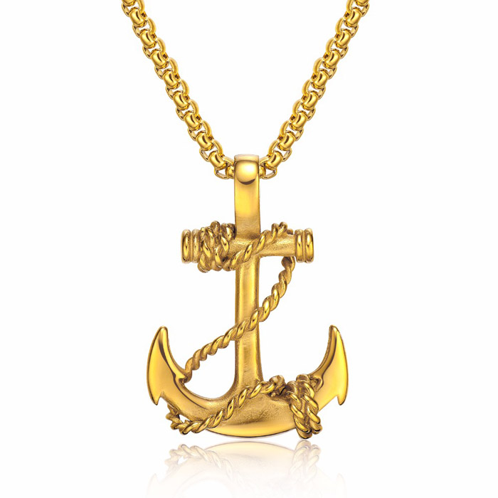 Goudkleurige anker kettinghanger van Mendes Jewelry