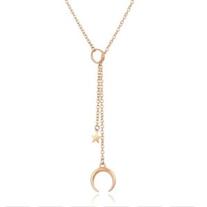 Goudkleurige dames ketting Maan Ster