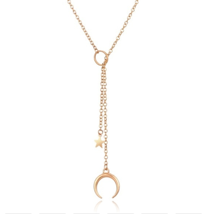 Goudkleurige dames ketting Maan Ster