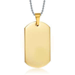 Goudkleurige Dogtag kettinghanger met ketting