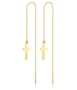 Goudkleurige Ketting Oorbellen Dames met Kruis van Edelstaal