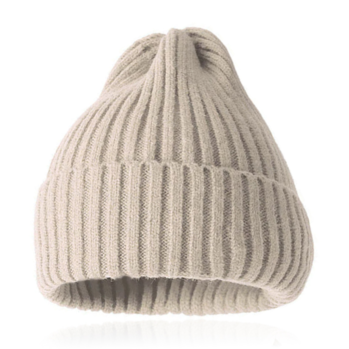 Grof gebreide Beanie Muts Cappuccino – Ruim model
