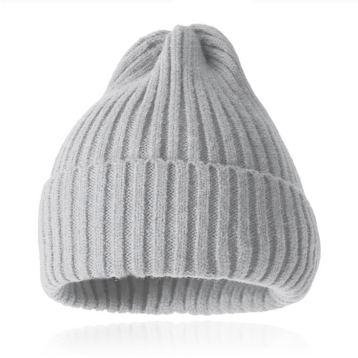 Grof gebreide Beanie Muts Grijs – Ruim model