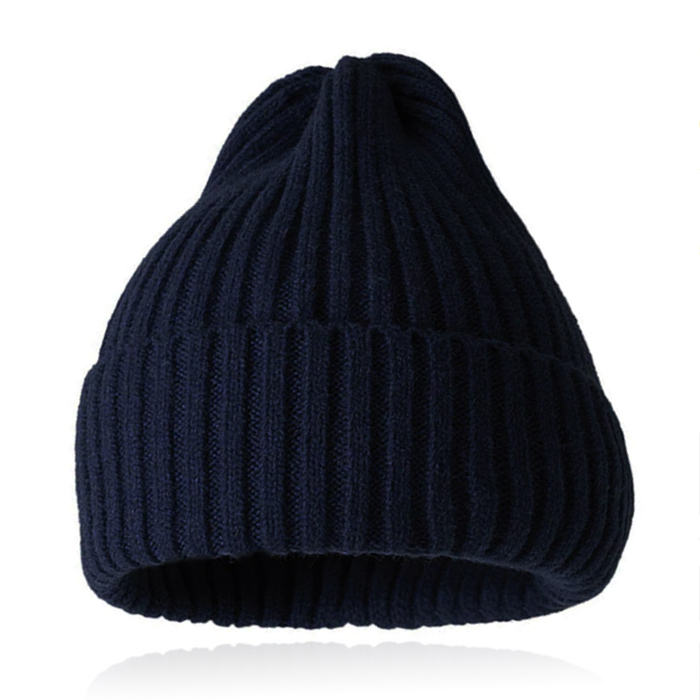 Grof gebreide Beanie Muts Navy – Ruim model