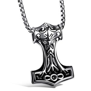 Heren ketting Viking Hammer Of thor kettinghanger Zilverkleurig