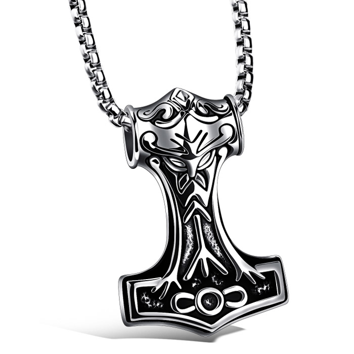 Heren ketting Viking Hammer Of thor kettinghanger Zilverkleurig