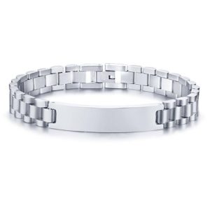 Heren armband Tom Jaxon Edelstaal Graveerplaat Zilverkleurig – 21cm