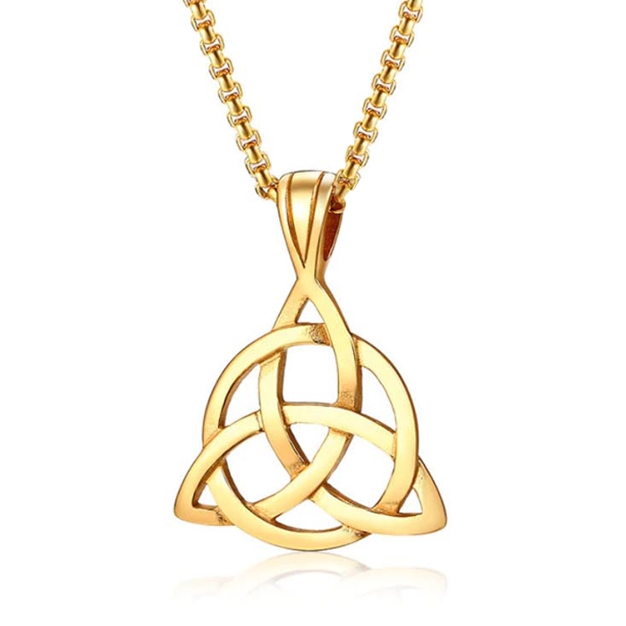 Heren ketting Mendes Edelstaal Triquetra Knoop Goudkleurig