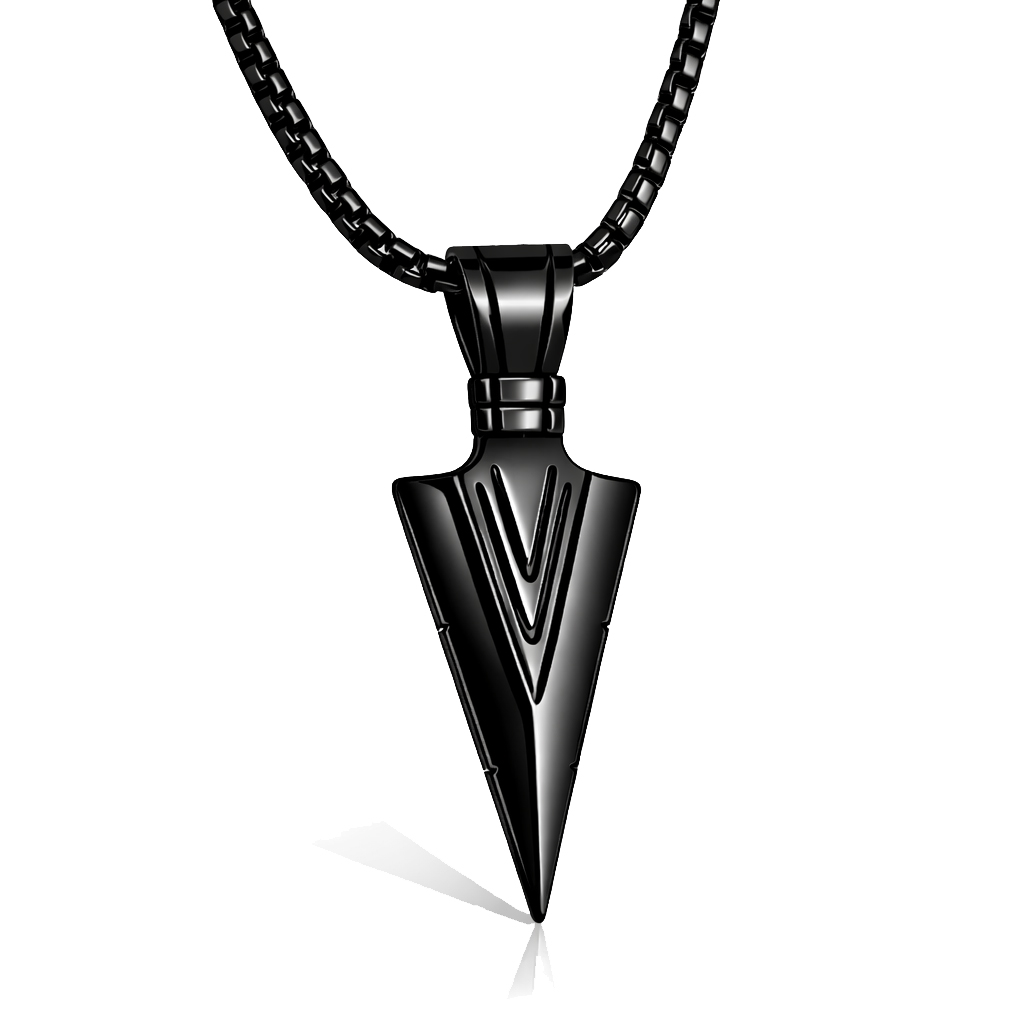 Heren ketting met hanger Edelstaal Viking Arrow Black