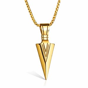 Heren ketting met hanger Edelstaal Viking Arrow Goudkleurig