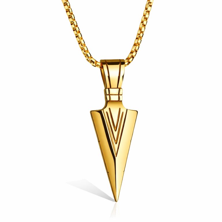 Heren ketting met hanger Edelstaal Viking Arrow Goudkleurig