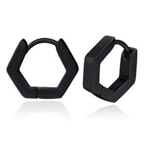 Heren Oorbellen LGT JWLS – Hexagon Zwart