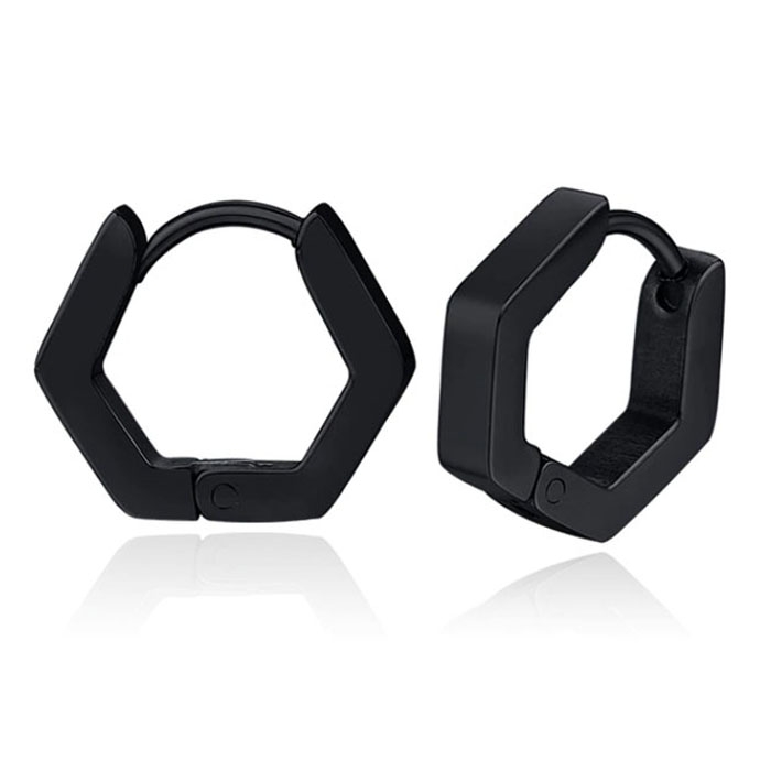 Heren Oorbellen LGT JWLS – Hexagon Zwart