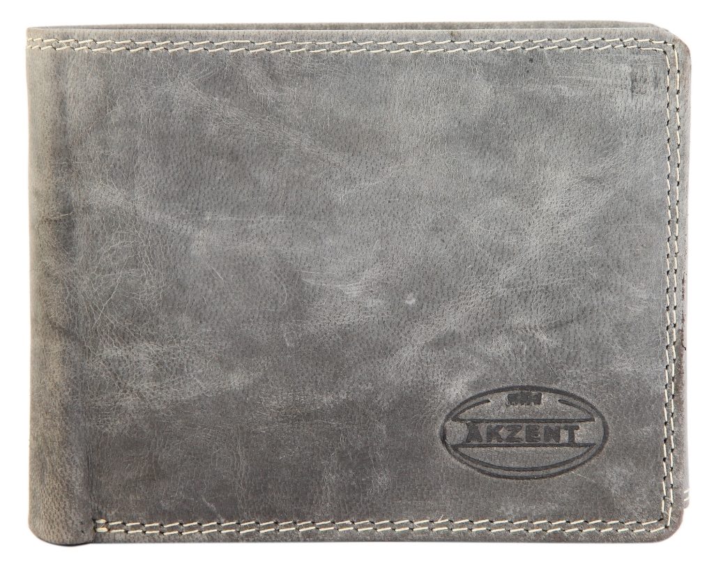 Heren portemonnee Leer Akzent Grijs Used Look