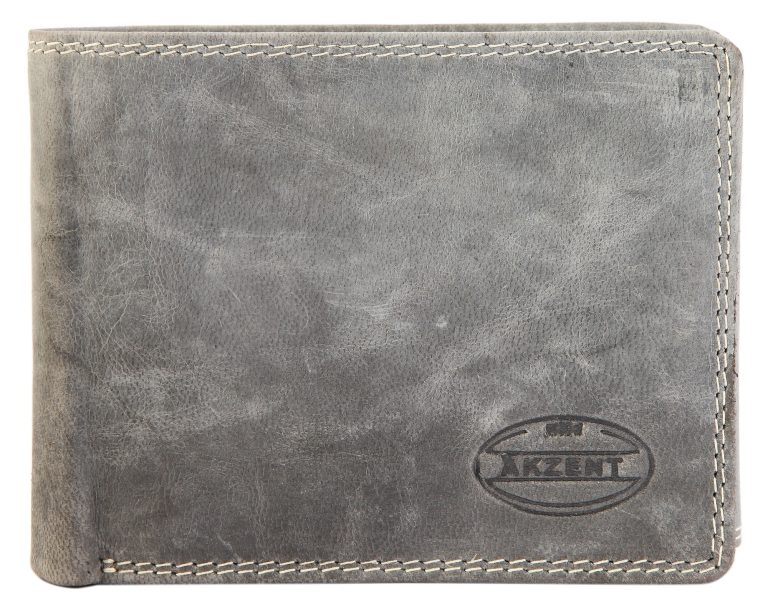 Heren portemonnee Leer Akzent Grijs Used Look