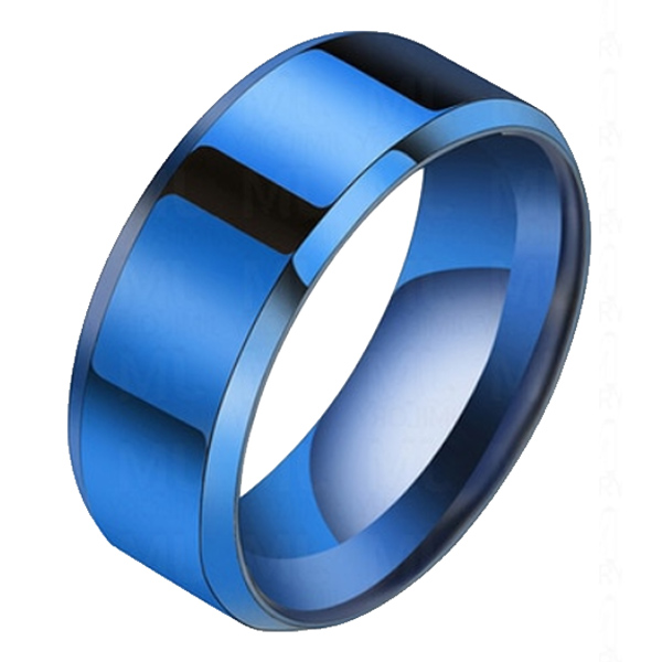 Heren ring Titanium Blauw 8mm-21mm