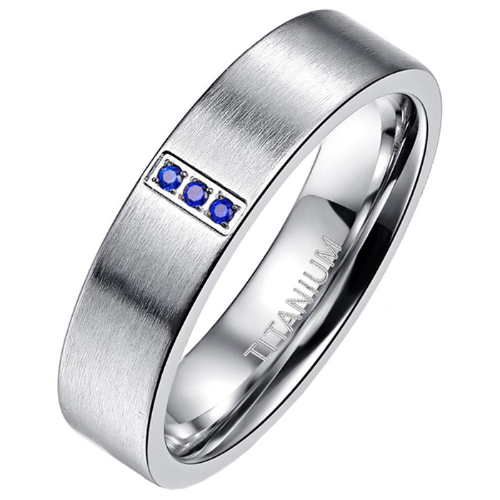 Heren ring Titanium Brushed Chrystal 6mm-21.5mm
