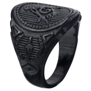 Heren ring Vrijmetselaars Edelstaal Zwart -21.5mm