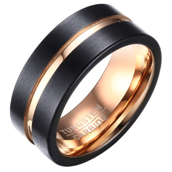Heren ring Wolfraam Verguld Rosegoud 8mm-20mm