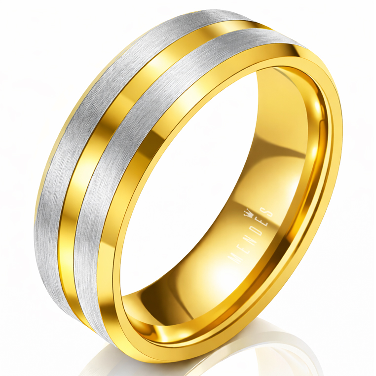 Heren ring Wolfraam Verguld Zilver Goud 8mm-18mm