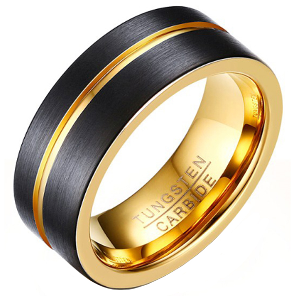 Heren ring Wolfraam Verguld Zwart Goud 8mm-21.5mm