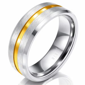 Heren ring Wolfraam Zilver Goud 8mm-17mm