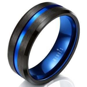 Heren ring Wolfraam Zwart Blauw 8mm-19mm