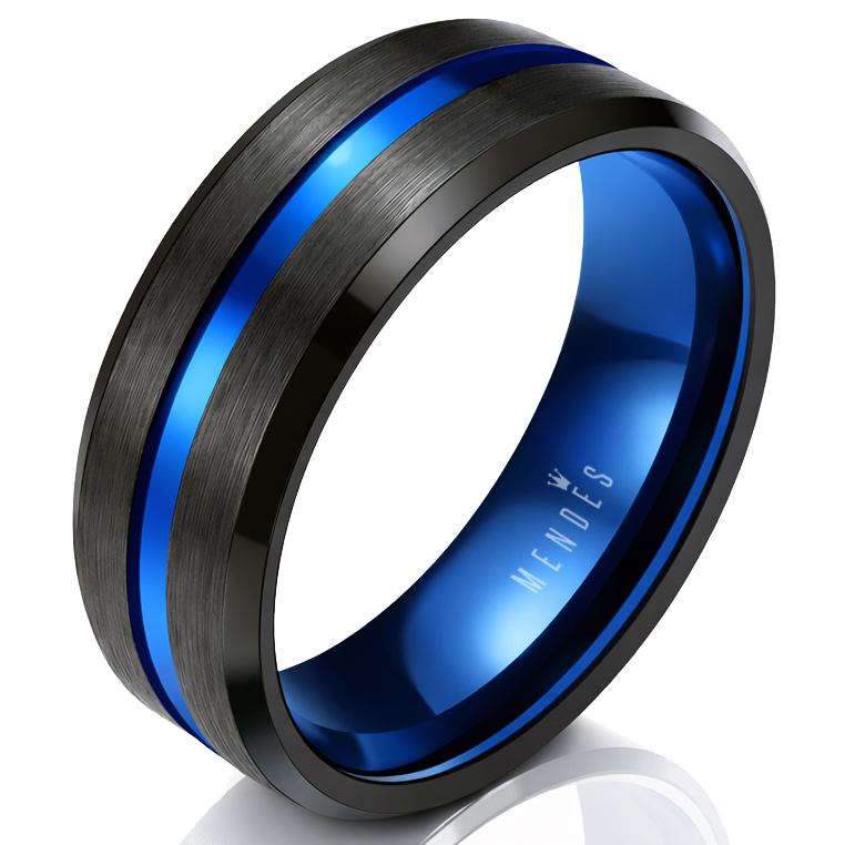 Heren ring Wolfraam Zwart Blauw 8mm-19mm