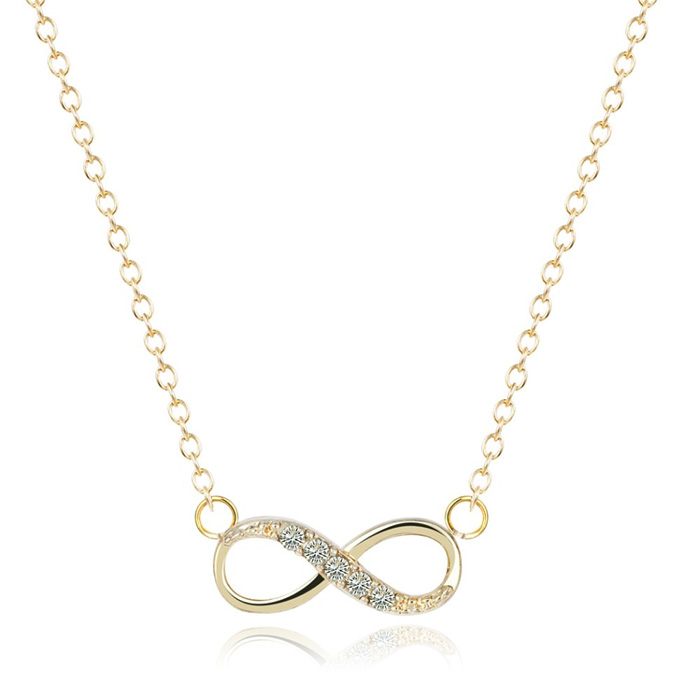 Hippe dames ketting Infinity Zircon Goudkleurig