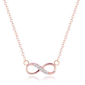 Hippe dames ketting Infinity Zircon Rosegoudkleurig