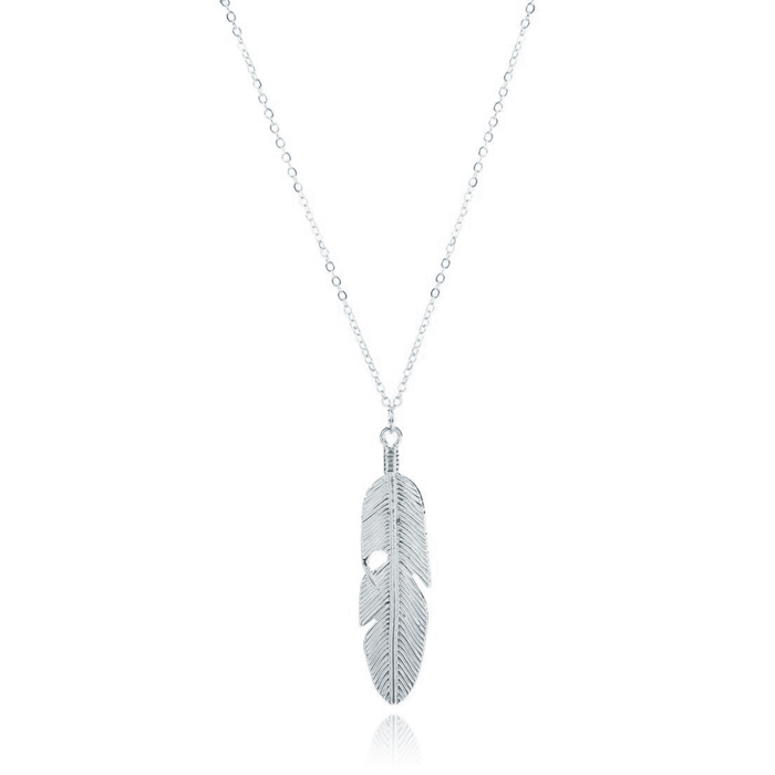 Hippe dames ketting Leaf Zilverkleurig