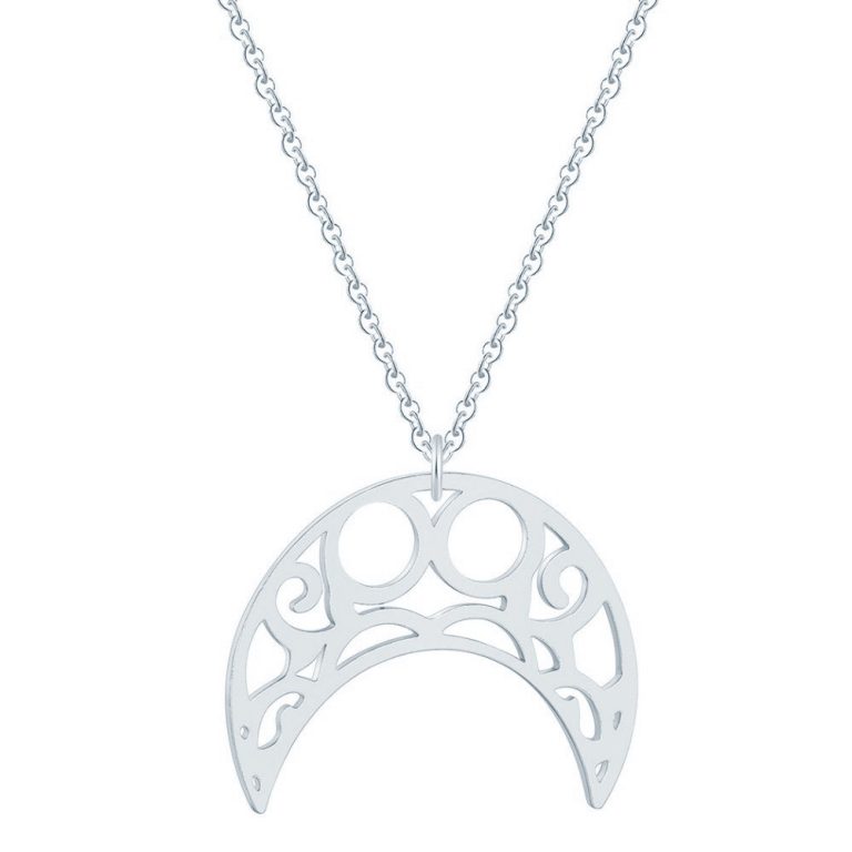 Hippe dames ketting Staal Maan Hanger Zilverkleurig