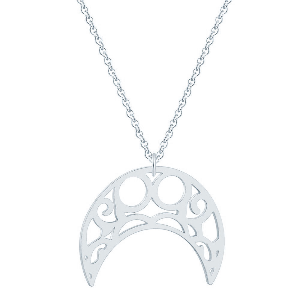 Hippe dames ketting Staal Maan Hanger Zilverkleurig