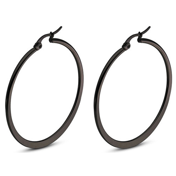 Hoop Oorringen Cilla Jewels Edelstaal Zwart-40mm