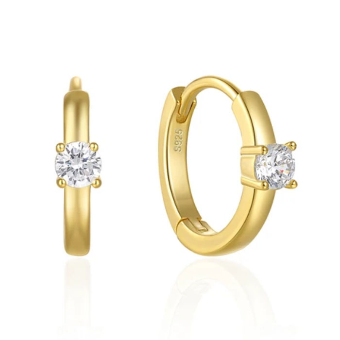 Klassieke Elenza Goudkleurige Oorbellen met Solitaire Zirkonia – Tijdloze Dames Sieraden